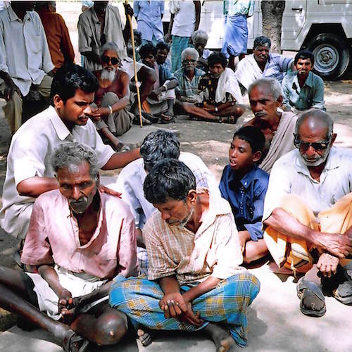 Praying for the lepers.